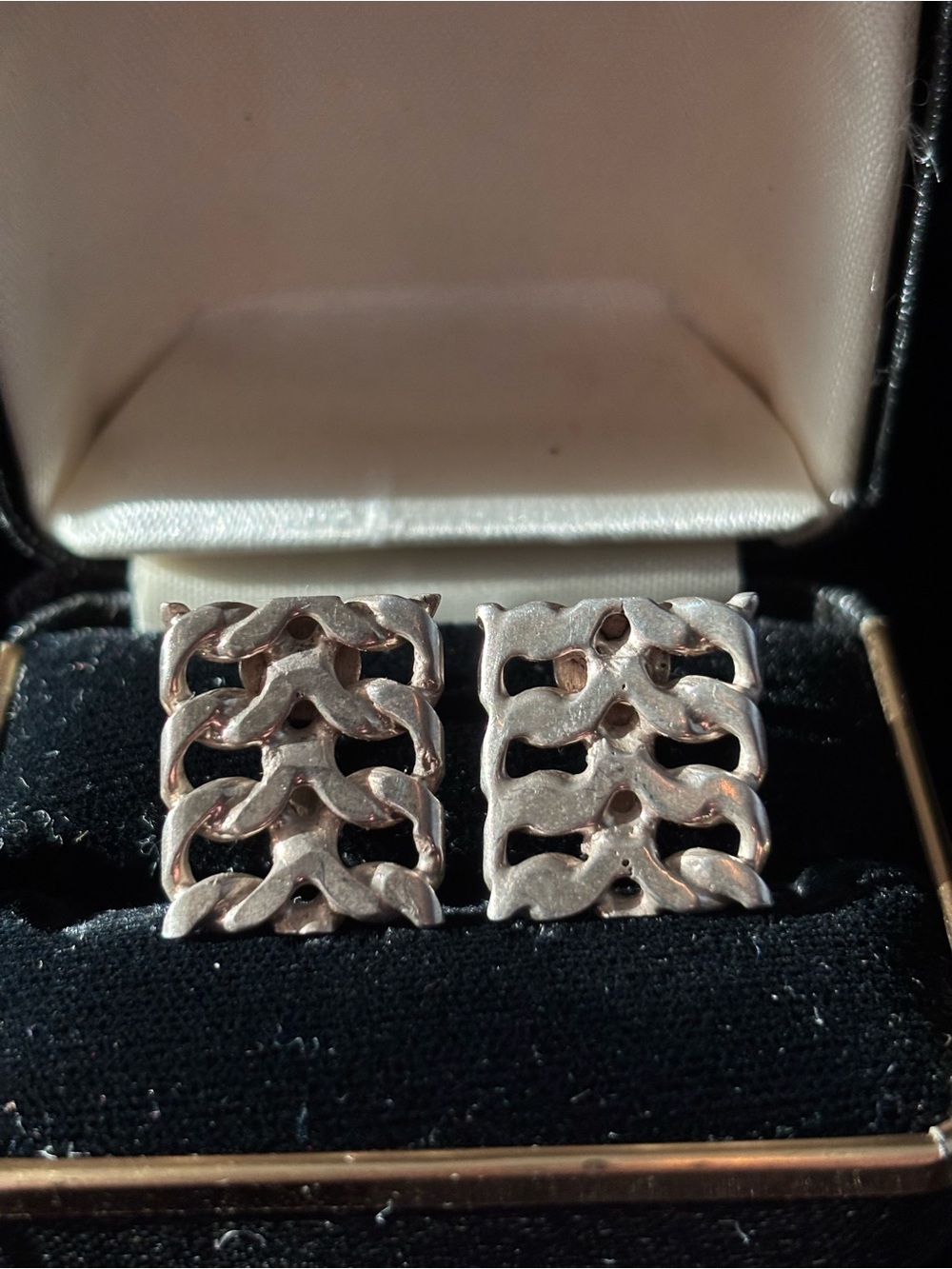 Mexican Silver Square Screw Back Earrings